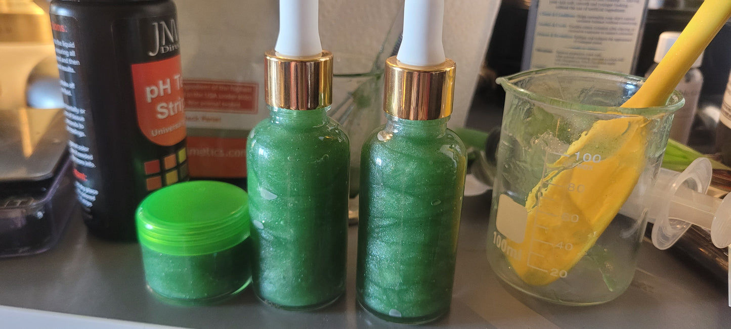 Radiant Glow Serum ~ Green Tea & Spirulina ~ Shimmer Blend