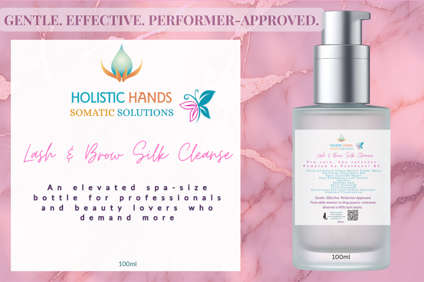 Lash & Brow Silk Cleanse Pro care. Spa softness. Powered by Panthenol B5