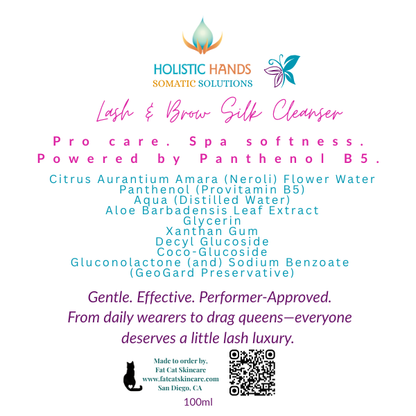 Lash & Brow Silk Cleanse Pro care. Spa softness. Powered by Panthenol B5