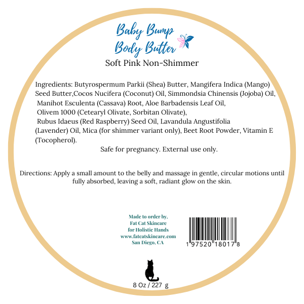 Baby Bump Body Butter - Soft Pink Non-Shimmer  OR Gentle Glow Shimmer 8 OZ