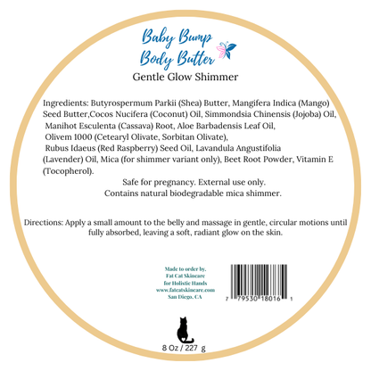 Baby Bump Body Butter - Soft Pink Non-Shimmer  OR Gentle Glow Shimmer 8 OZ