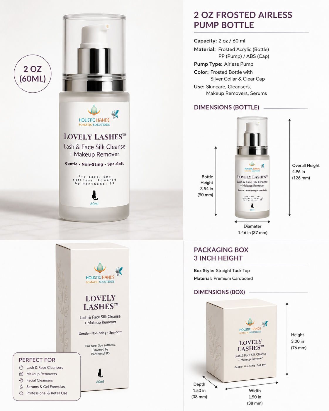 LOVELY LASHES ~ Lash & Face Silk Cleanser + Makeup Remover - Smooth Silk or Gentle Polish 60 ML